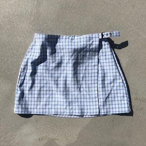 Trendy Cool Blue Plaid Skirt